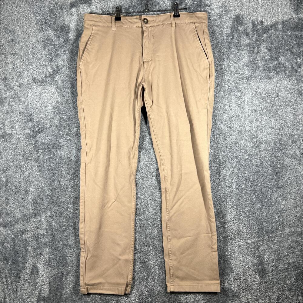 Mugsy Jeans Pants Mens 35x30 Beige Chino Slim Tapered Stretch Pockets Belmonts